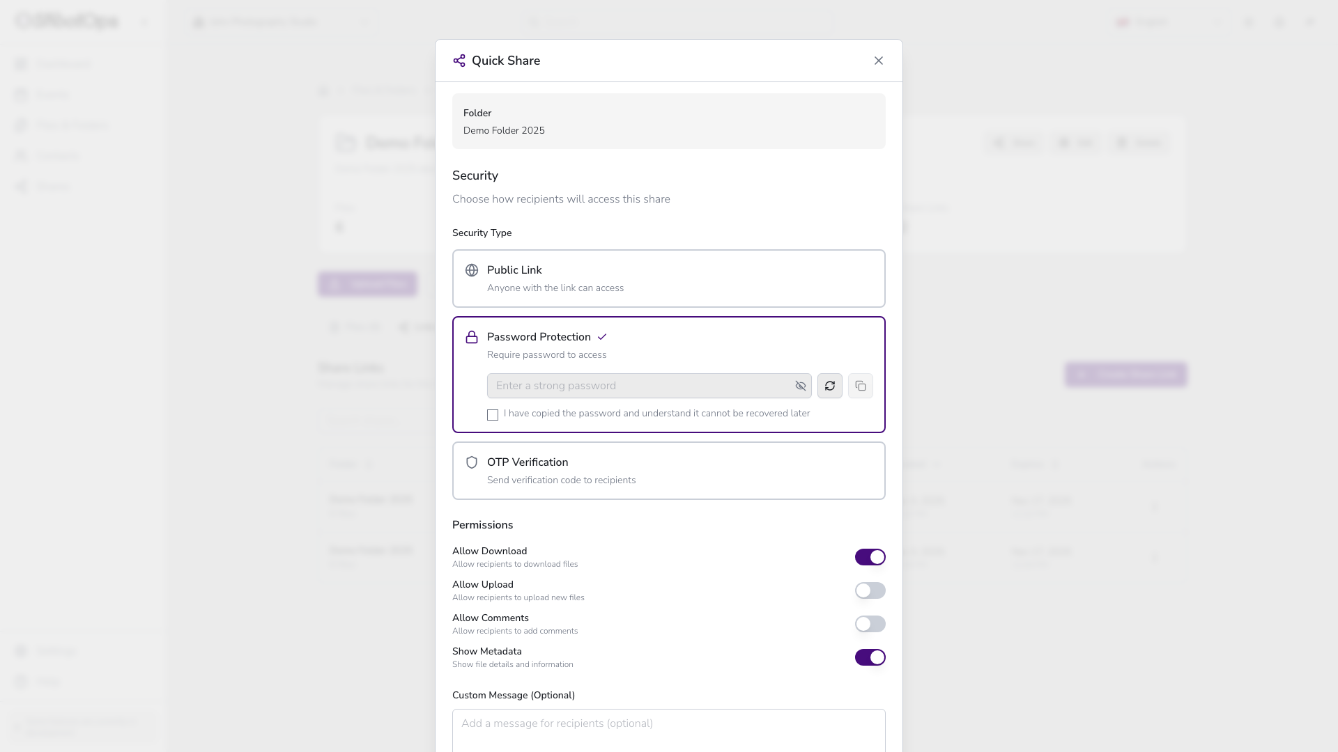 Opción de protección con contraseña expandida