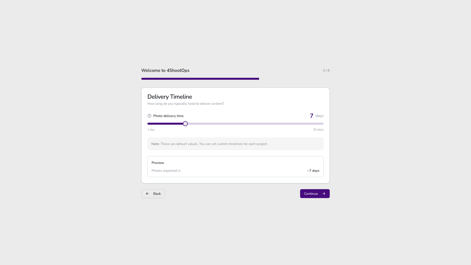 Deslizador de cronograma de entrega