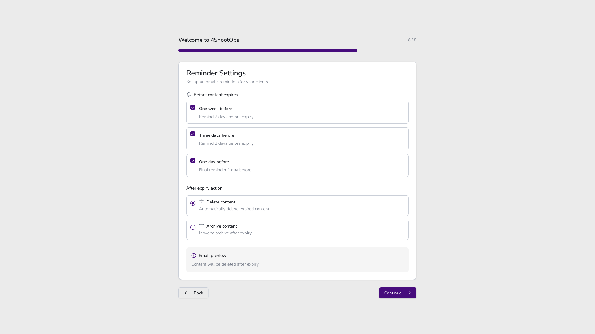 Configuración de recordatorios