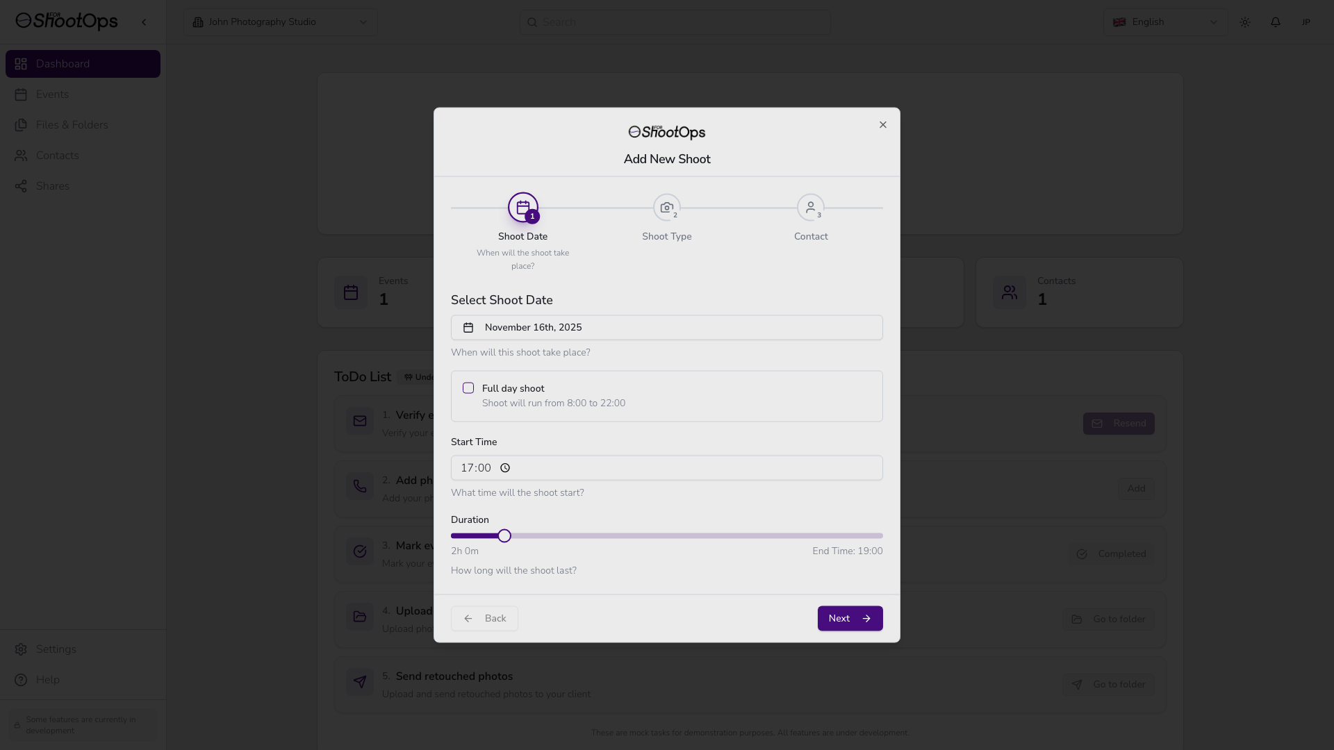 Selección de fecha del asistente - completado