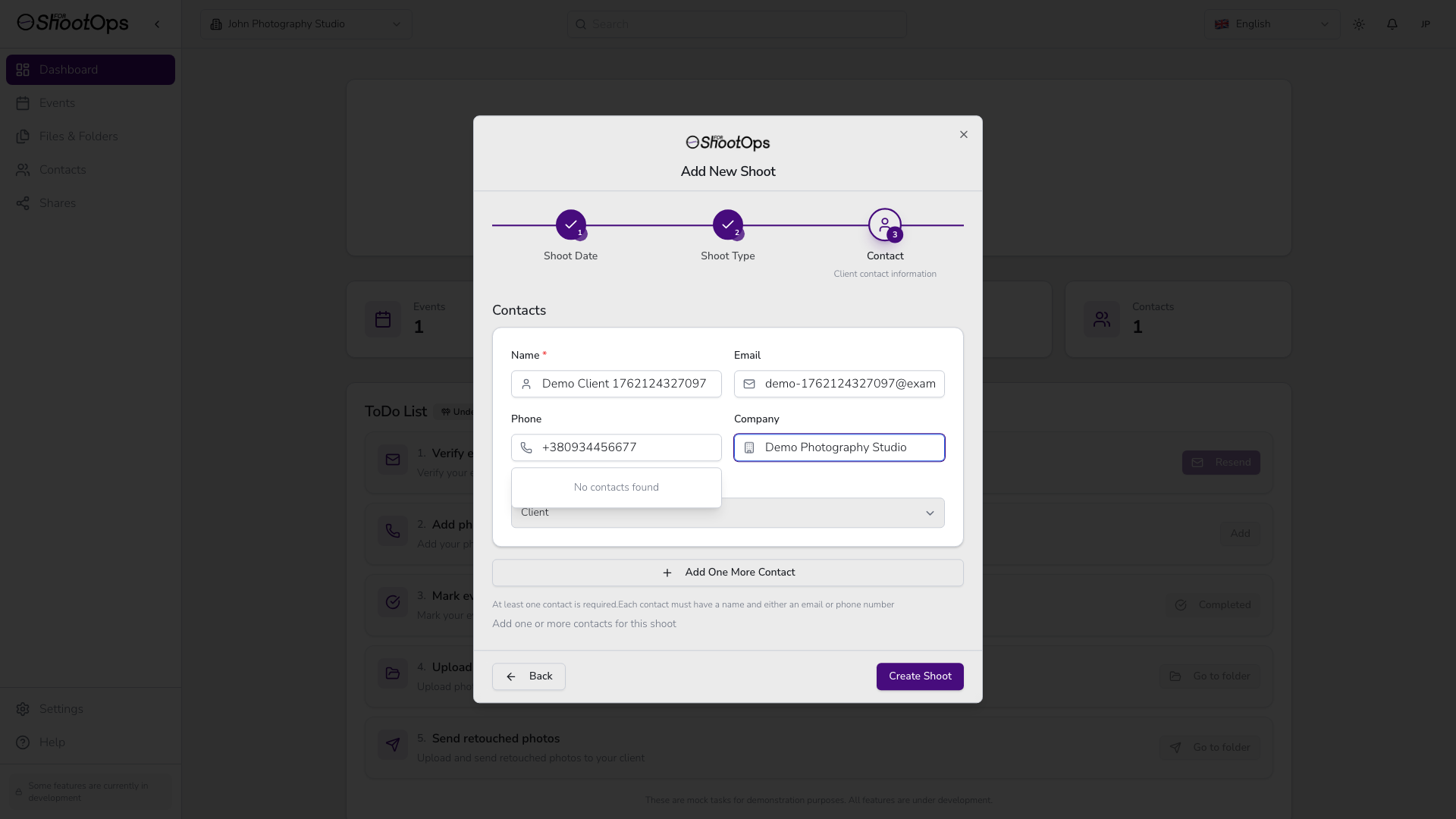 Formulario de contacto del asistente - completado